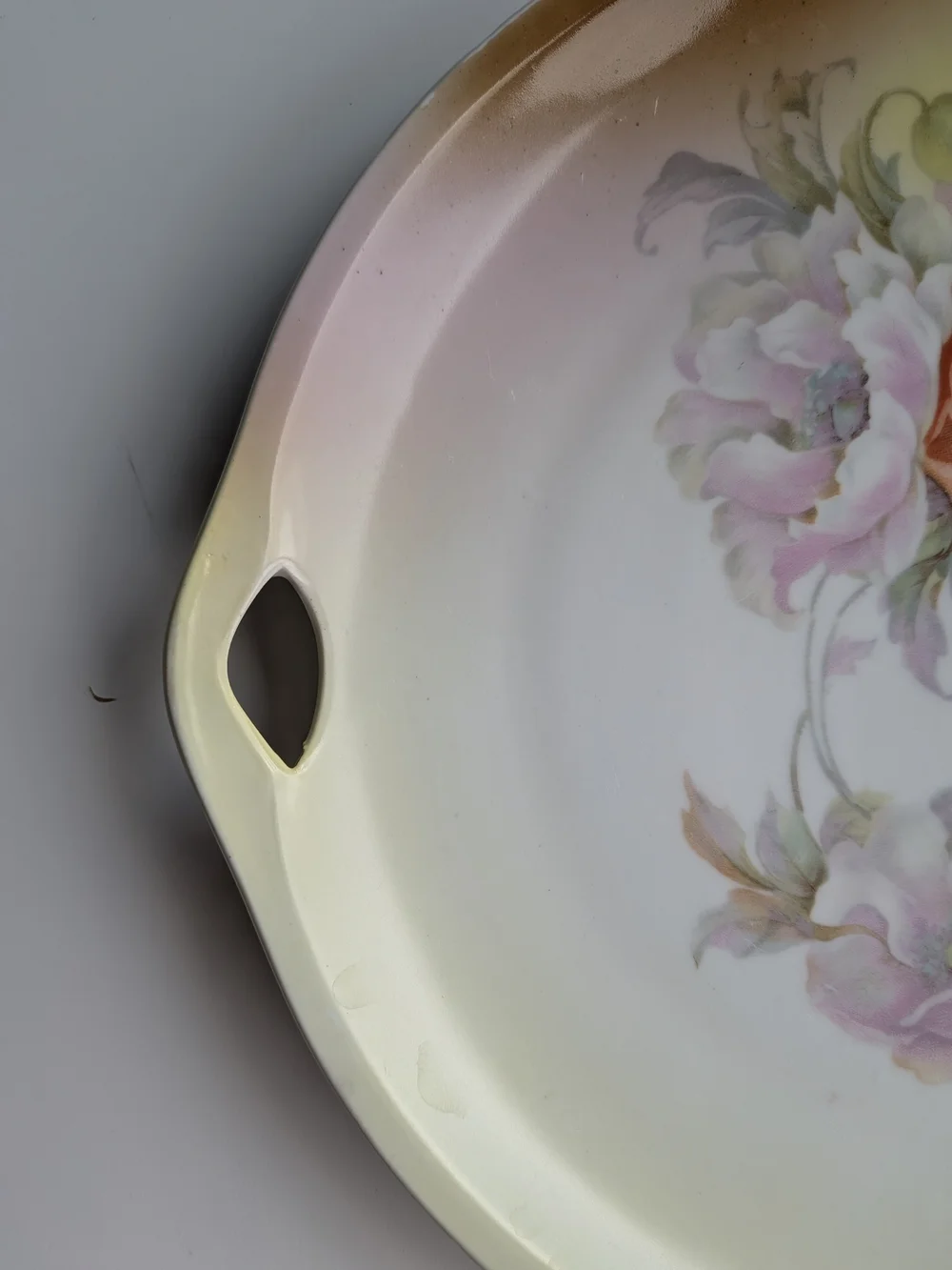 Antique Bavarian serving platter features hand painted poppies